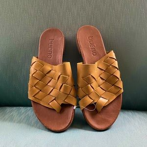 Bueno Tory Woven Slide Sandal Mustard Yellow